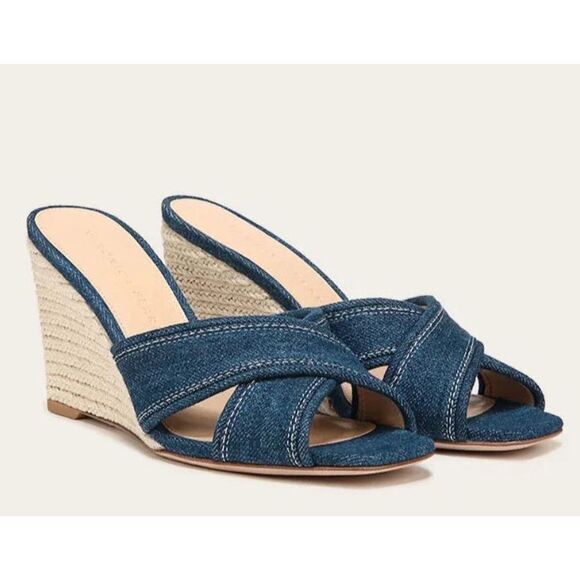 Veronica Beard Shoes - VERONICA BEARD EDNA ESPADRILLE WEDGE SANDALS Mountain Blue Size 8.5